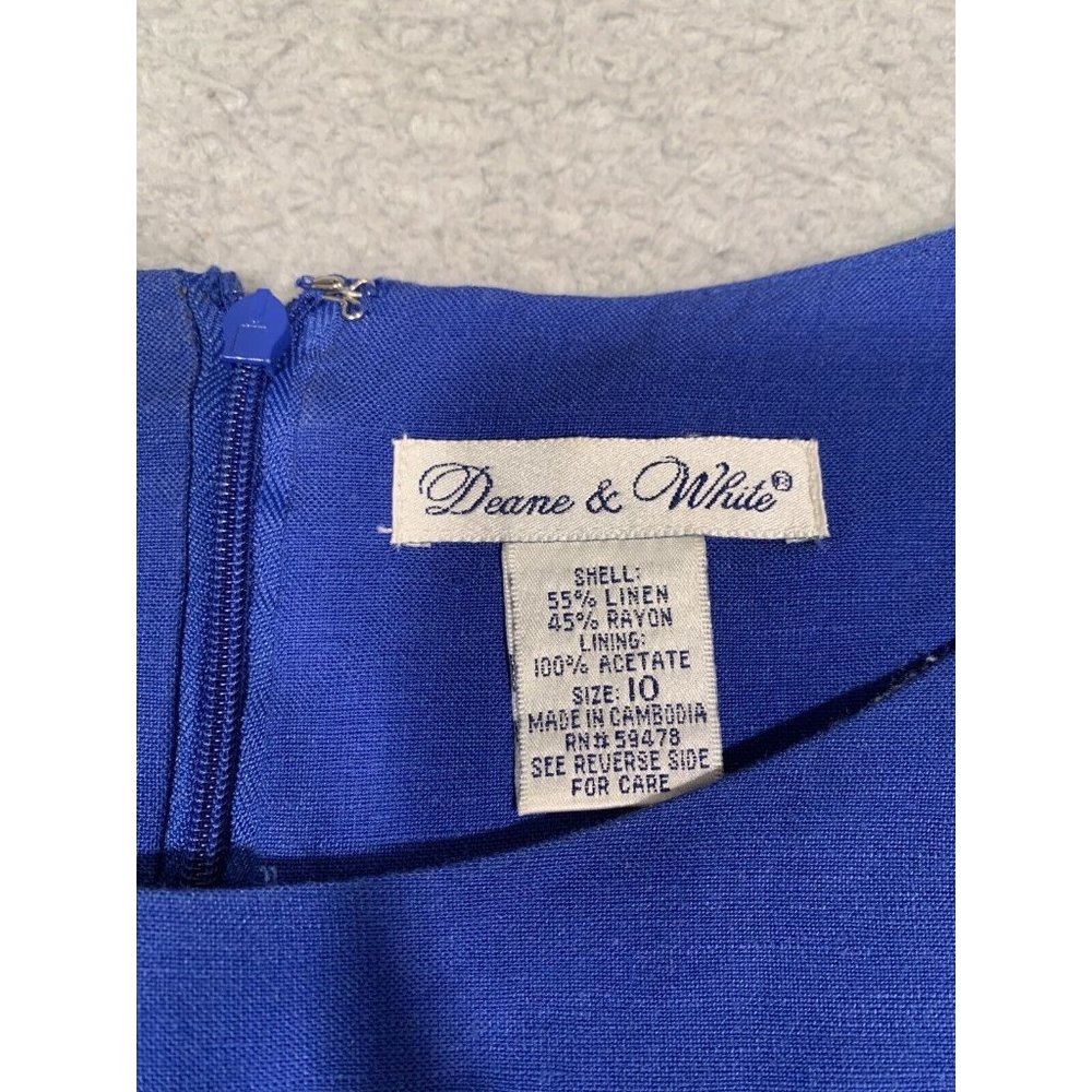 Deane & White Dress Blue Linen Blend Sleeveless Lined Size 10 Back Zipper - Picture 2 of 8